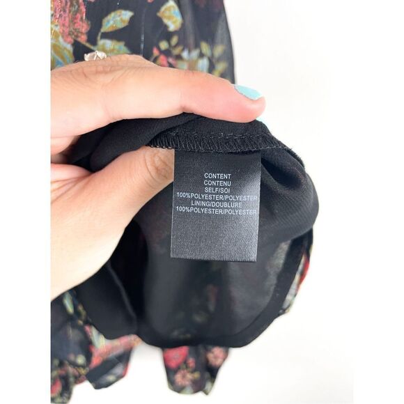 NWT WAYF Nordstrom Liberty Cold Shoulder Chiffon Boho Floral Blouse Size S - Picture 13 of 13